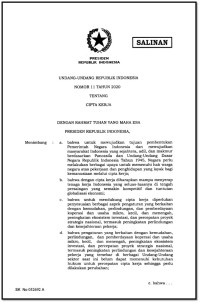 Image of Undang-undang Republik Indonesia no. 11 tahun 2020 tentang cipta kerja